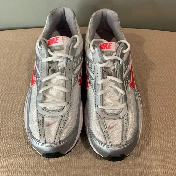 Nike Women's Metallic Silver and Red Sneakers - Picture 3 of 7